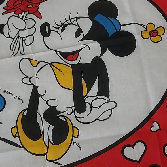 Vintg 80s Disney Bandana Scarf Woronowicz S River NJ RN16463 Mickey Mouse Hearts - Picture 3 of 8